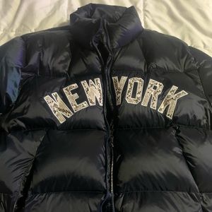 Kith NY Yankee Collab Puffer Jacket w/ Snakeskin Lettering